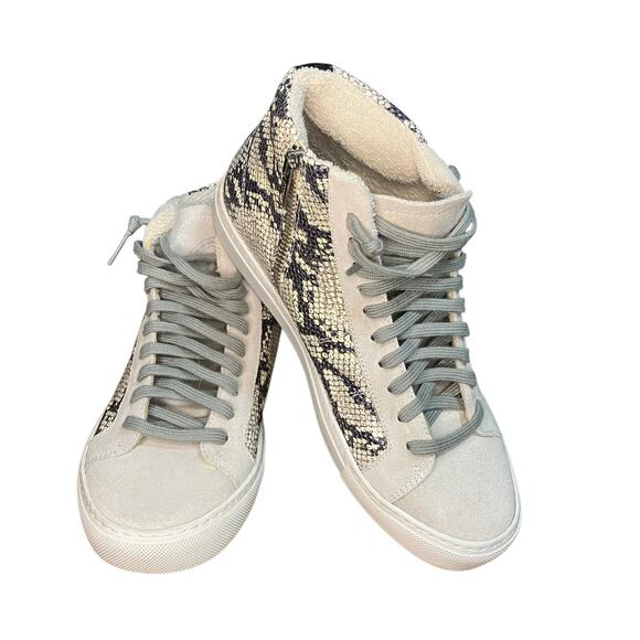 P448 You Can Surf Later Women’s Cream Snakeskin High Top Skate Sneaker-EU 38 - Picture 2 of 11